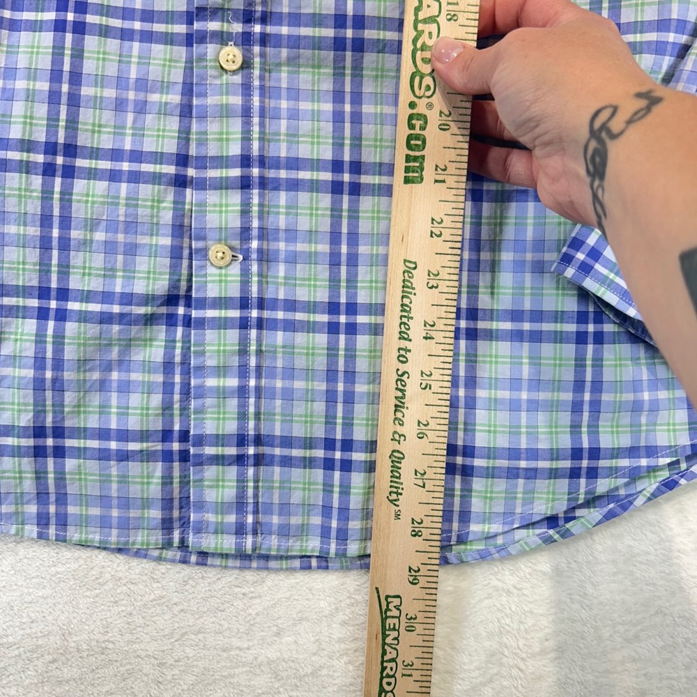 Preppy RVYC Plaid Button Down Shirt Medium Coastal Blue Green Long Sleeve - Picture 7 of 9